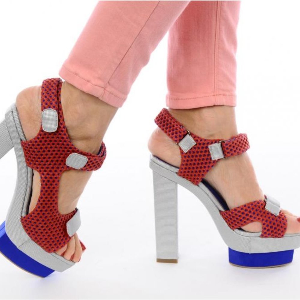 Jeffrey Campbell Fonda Mesh Platform Sandal Heel 9